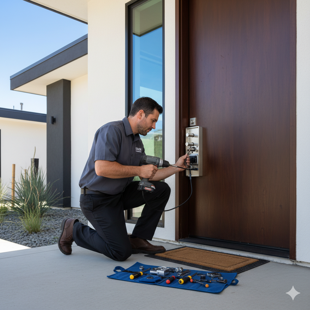 Instalación de una cerradura de alta seguridad en una puerta de casa